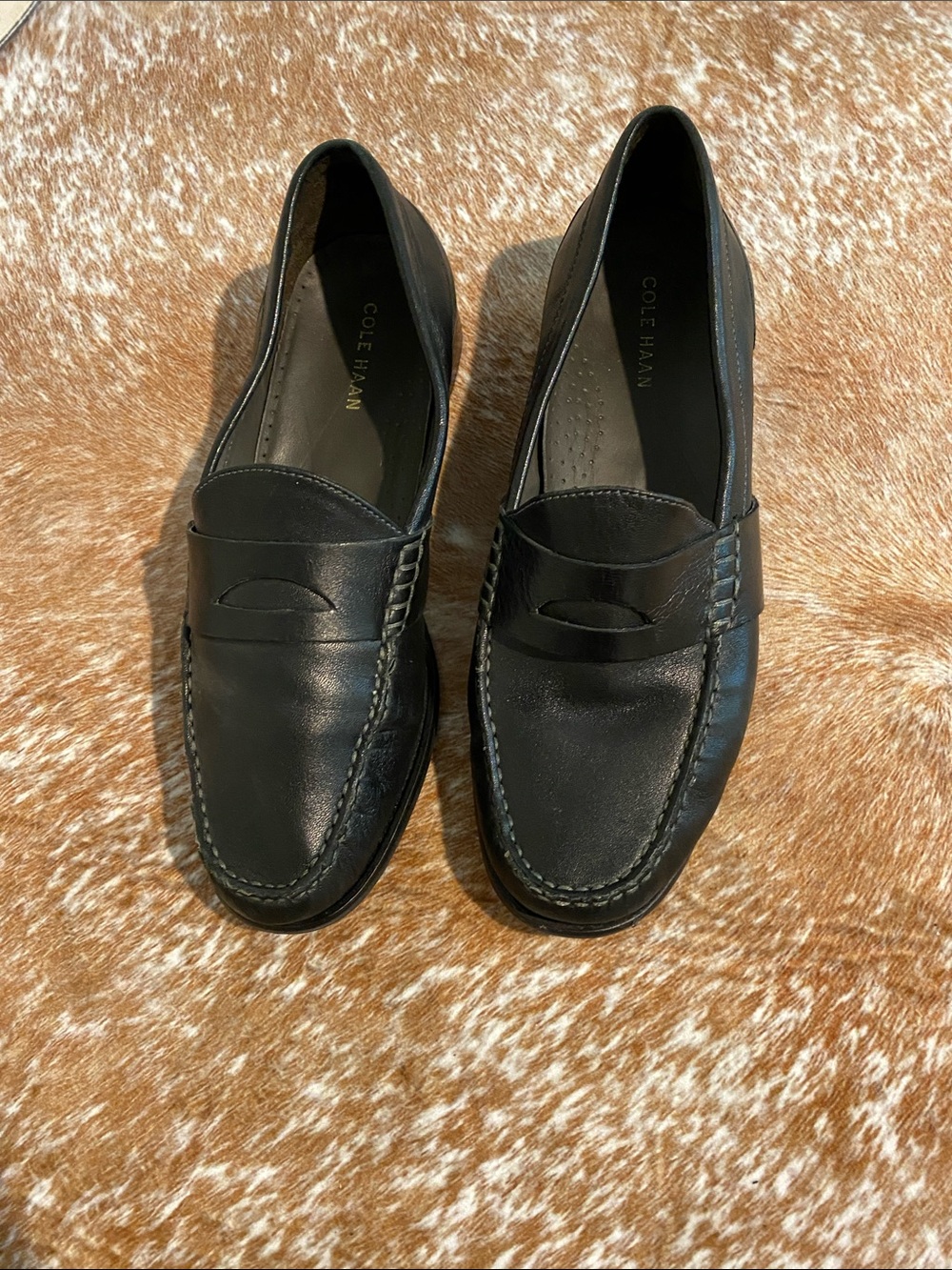 Cole Haan Black Leather Penny Loafers for Men